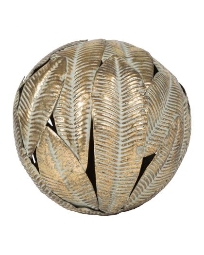 Boule Decorative Striee Belisama GrisetDore Ø13,5Cm Fer