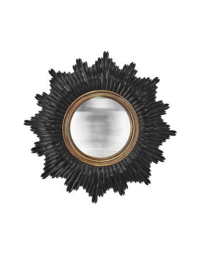 Miroir Agathe Soleil Convexe NoiretDore Ø24Cm