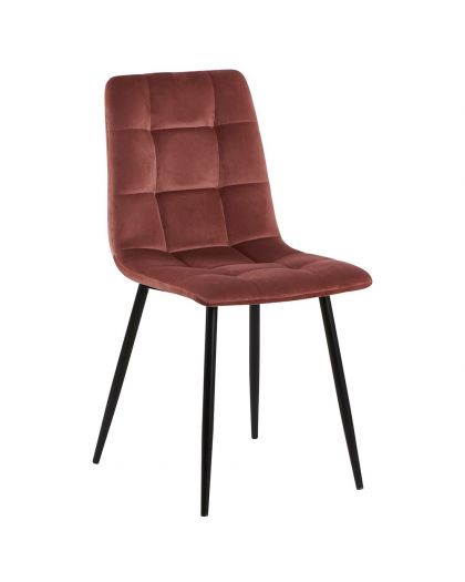 Chaise Manta Velours Rose Poudré 45x50xH88cm