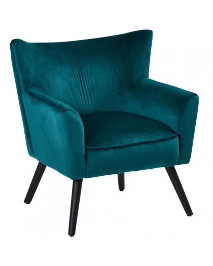 Fauteuil Wayne Velours Bleu Canard 70x66xH77cm