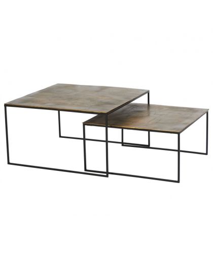 Tables Basses Ibiza Gigognes Dorées S/2 80x80xH46cm