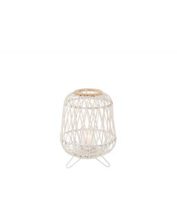 Lanterne Sur Pied Bambou Blanc/Naturel Small (32X32X42Cm)