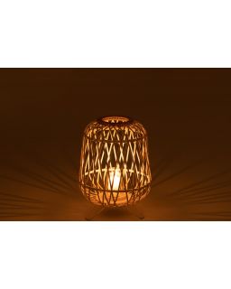 Lanterne Sur Pied Bambou Blanc/Naturel Small (32X32X42Cm)
