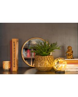 Cloche Boule Led Papillons Verre/Bois Or/Noir Medium (11X11X13Cm)