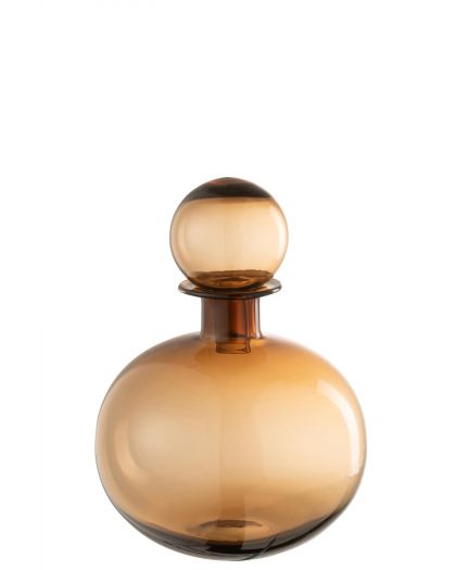 Bouteille + Bouchon Uni Decorative Rond Verre Marron (21X21X29Cm)