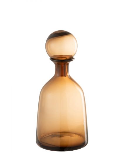 Bouteille + Bouchon Uni Decorative Bas Verre Marron Small (14X14X33Cm)