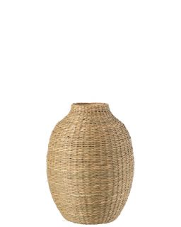 Vase Long Decoratif Zostere/Bambou Naturel (24X24X32,5Cm)