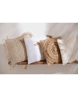 Coussin Croix Carre Polyester Blanc (43X43X14Cm)