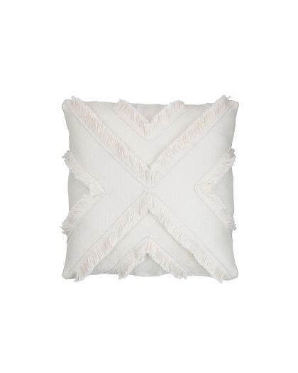 Coussin Croix Carre Polyester Blanc (43X43X14Cm)