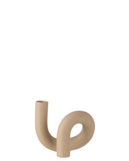 Bougeoir Torsion 1 Bougie Ceramique Beige (17X11X14Cm)