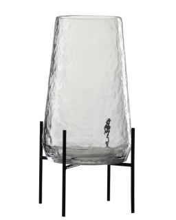 Vase + Pied Irregulier Verre Transparent/Noir Large (18,5X18,5X32Cm)