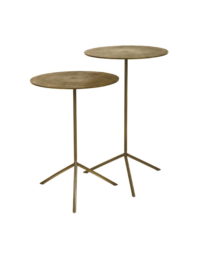  Jive Set/2 Bout De Canapés Aluminium / Stainless Steel Ø36 X H 47/57Cm Brass