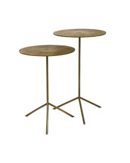  Jive Set/2 Bout De Canapés Aluminium / Stainless Steel Ø36 X H 47/57Cm Brass