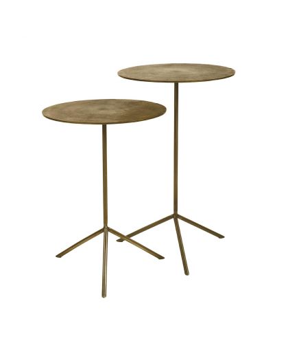  Jive Set/2 Bout De Canapés Aluminium / Stainless Steel Ø36 X H 47/57Cm Brass