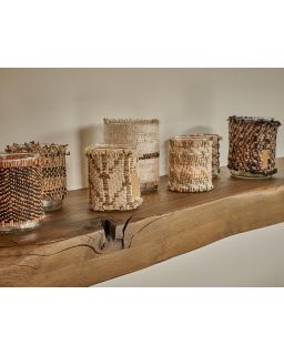  Ôray Photophore Verre / Tissues Recyclées Ø10 X H 13,5Cm Mix De Naturelles