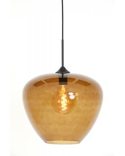 Suspension Ø40 X 34Cm Mayson Noir+Verre Brun