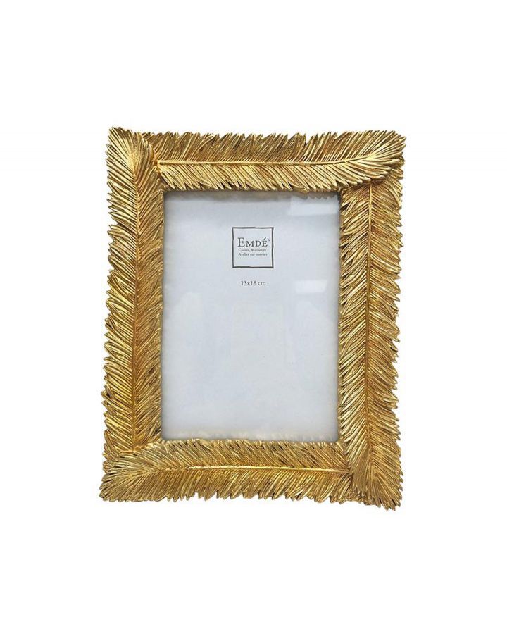 Cadre Plumes Dore 13 X 18Cm