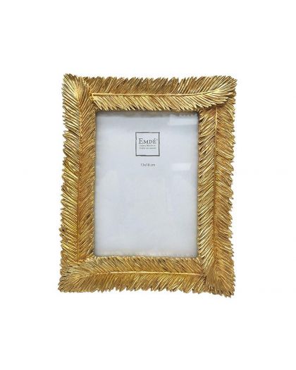 Cadre Plumes Dore 13 X 18Cm