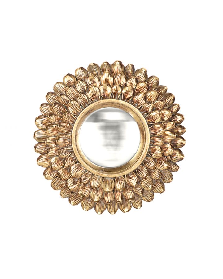 Miroir Convexe Petales Dore 20Cm