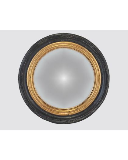 Miroir Rond Convexe NoiretOr Ø50Cm Interieur Ø64Cm Exterieur