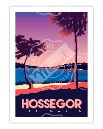 Affiche, HOSSEGOR Lac Marin Taille 30 x 40Cm