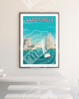 Affiche, LA ROCHELLE Le Vieux Port Taille 30 x 40Cm