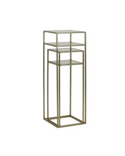 Pilier S/2 30X30X80+35X35X100 Cm Bilo Or Clair+Verre Brun