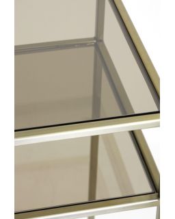 Pilier S/2 30X30X80+35X35X100 Cm Bilo Or Clair+Verre Brun