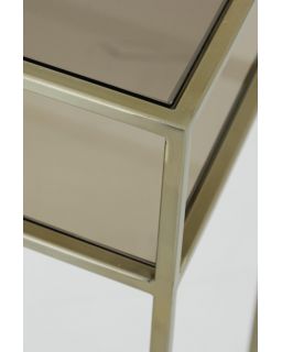 Pilier S/2 30X30X80+35X35X100 Cm Bilo Or Clair+Verre Brun
