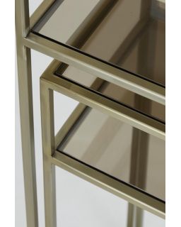 Pilier S/2 30X30X80+35X35X100 Cm Bilo Or Clair+Verre Brun