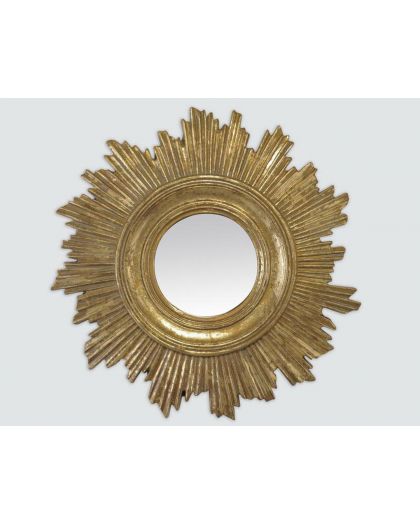 Miroir Soleil Dore Ø15X15Cm Interieur Ø45X45Cm Exterieur