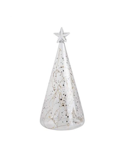 Led Glass Fir Tree Stars Argent Taille S Ø10Cm H22Cm