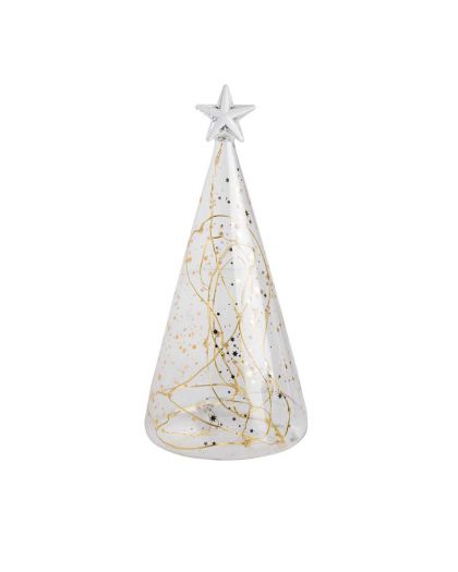 Led Glass Fir Tree Stars Or Taille S Ø10Cm H22Cm