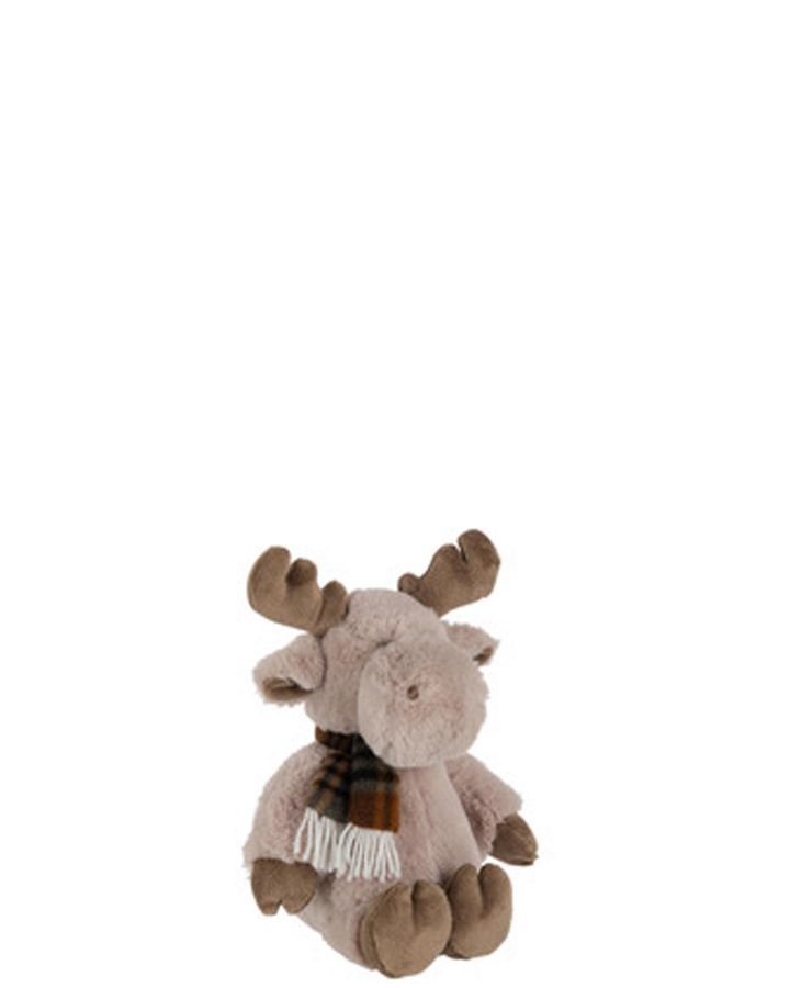 Renne + Echarpe Peluche Beige/Marron Clair Small (20X20X8,16Cm)