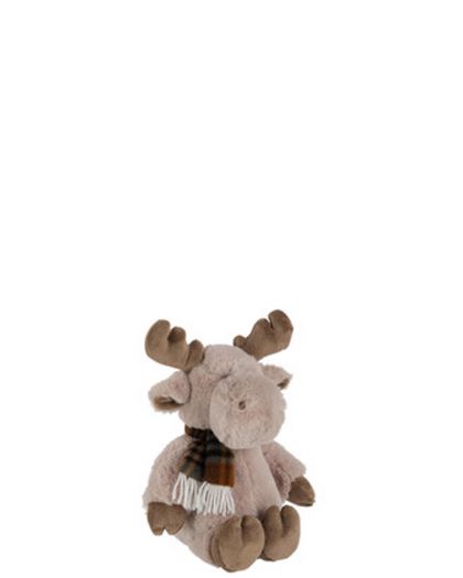 Renne + Echarpe Peluche Beige/Marron Clair Small (20X20X8,16Cm)