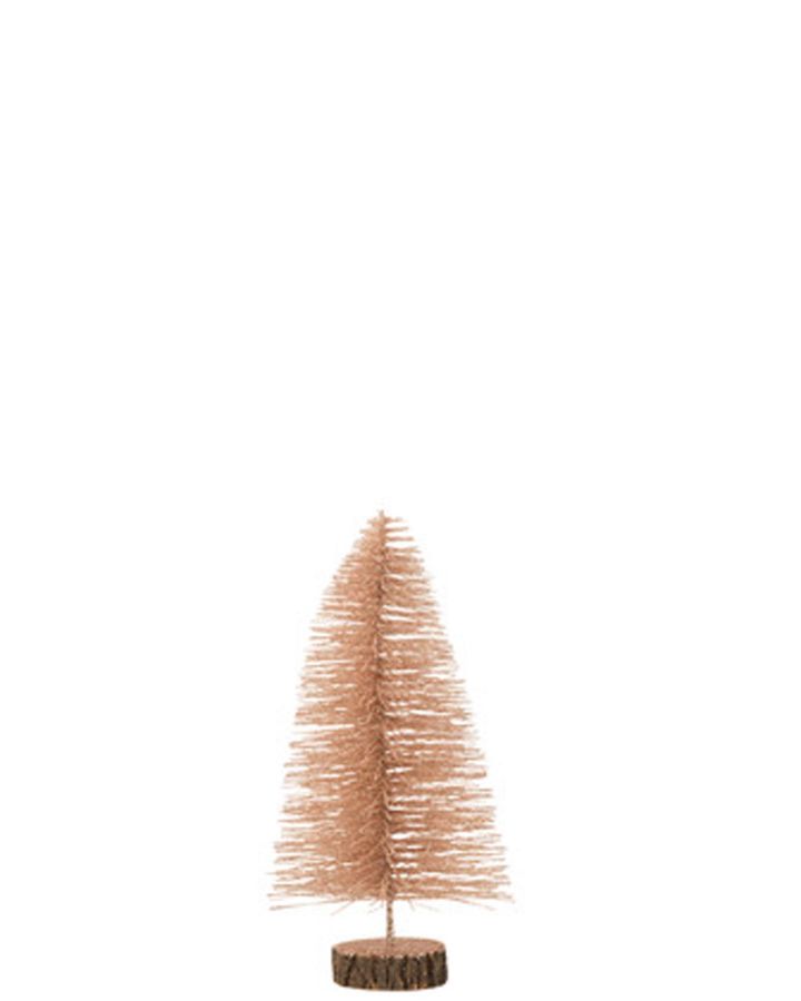 Sapin De Noel Decoratif Plastique Paillettes Vieux Rose Small (15X30X1,63Cm)