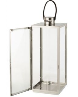 Lanterne Carree Metal/Verre Argent (22X21X65,5Cm)