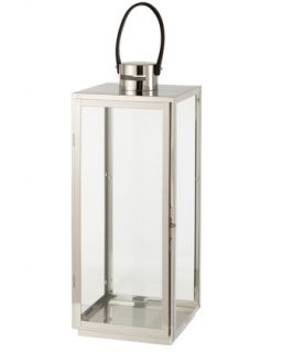 Lanterne Carree Metal/Verre Argent (22X21X65,5Cm)