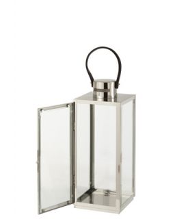 Lanterne Carree Metal/Verre Argent (17,5X16,5X51Cm)