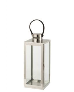 Lanterne Carree Metal/Verre Argent (17,5X16,5X51Cm)