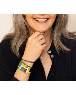 Jonc Ouvert Ajustable En Laiton Doré Laqué, Bangle, Couleur Bleu Parma