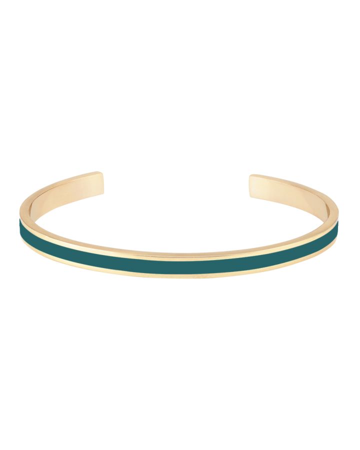 Jonc Ouvert Ajustable En Laiton Doré Laqué, Bangle, Couleur Bleu Parma