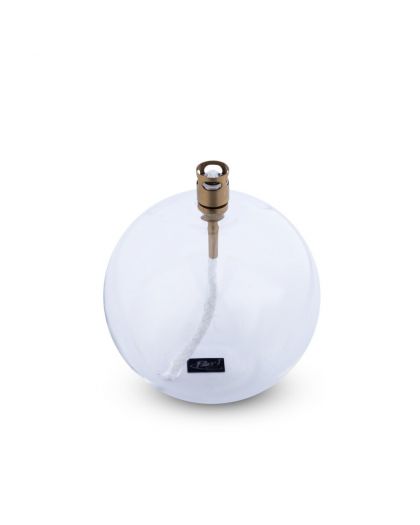 Lampe A Huile Ronde Taille M ,VerreAcier LaitonéMêche Fibre De Verre, Ø 11 C