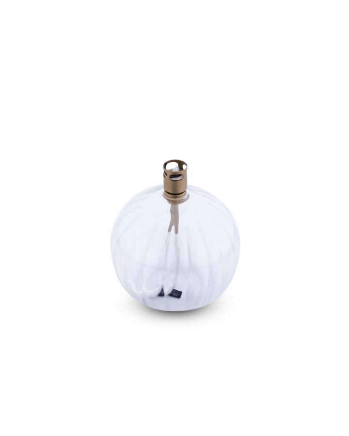 Lampe A Huile Elegant Taille S ,Verre StriéInox LaitonéMêche Fibre De Verre,