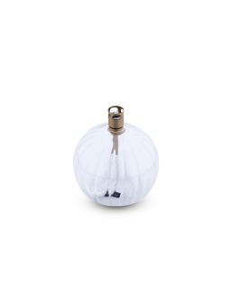 Lampe A Huile Elegant Taille S ,Verre StriéInox LaitonéMêche Fibre De Verre,