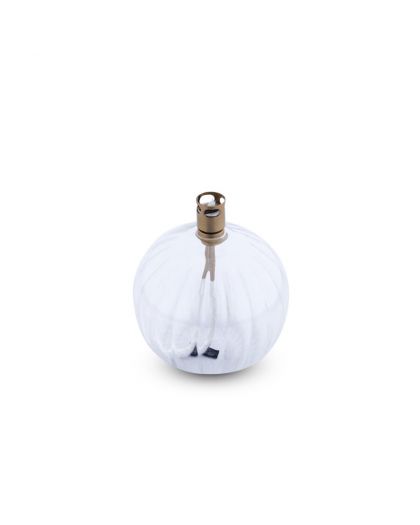 Lampe A Huile Elegant Taille S ,Verre StriéInox LaitonéMêche Fibre De Verre,