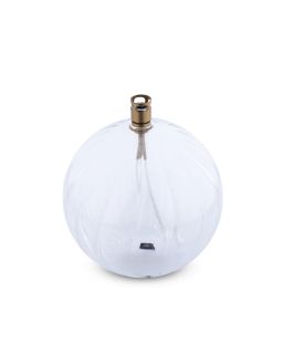 Lampe A Huile Elegant Taille L ,Verre StriéInox LaitonéMêche Fibre De Verre,