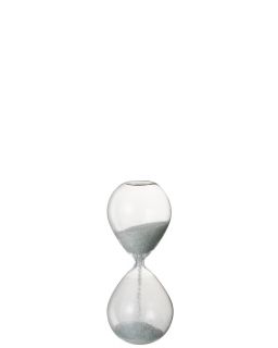 Sablier Perles Verre Blanc Small (27X38X18Cm)