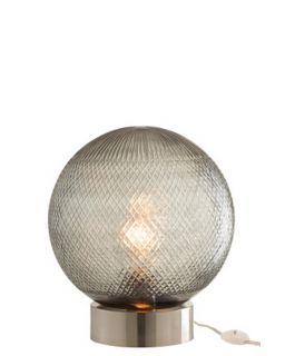 Lampe Boule Verre Argent (25X25X27Cm)