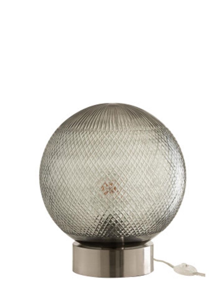 Lampe Boule Verre Argent (25X25X27Cm)